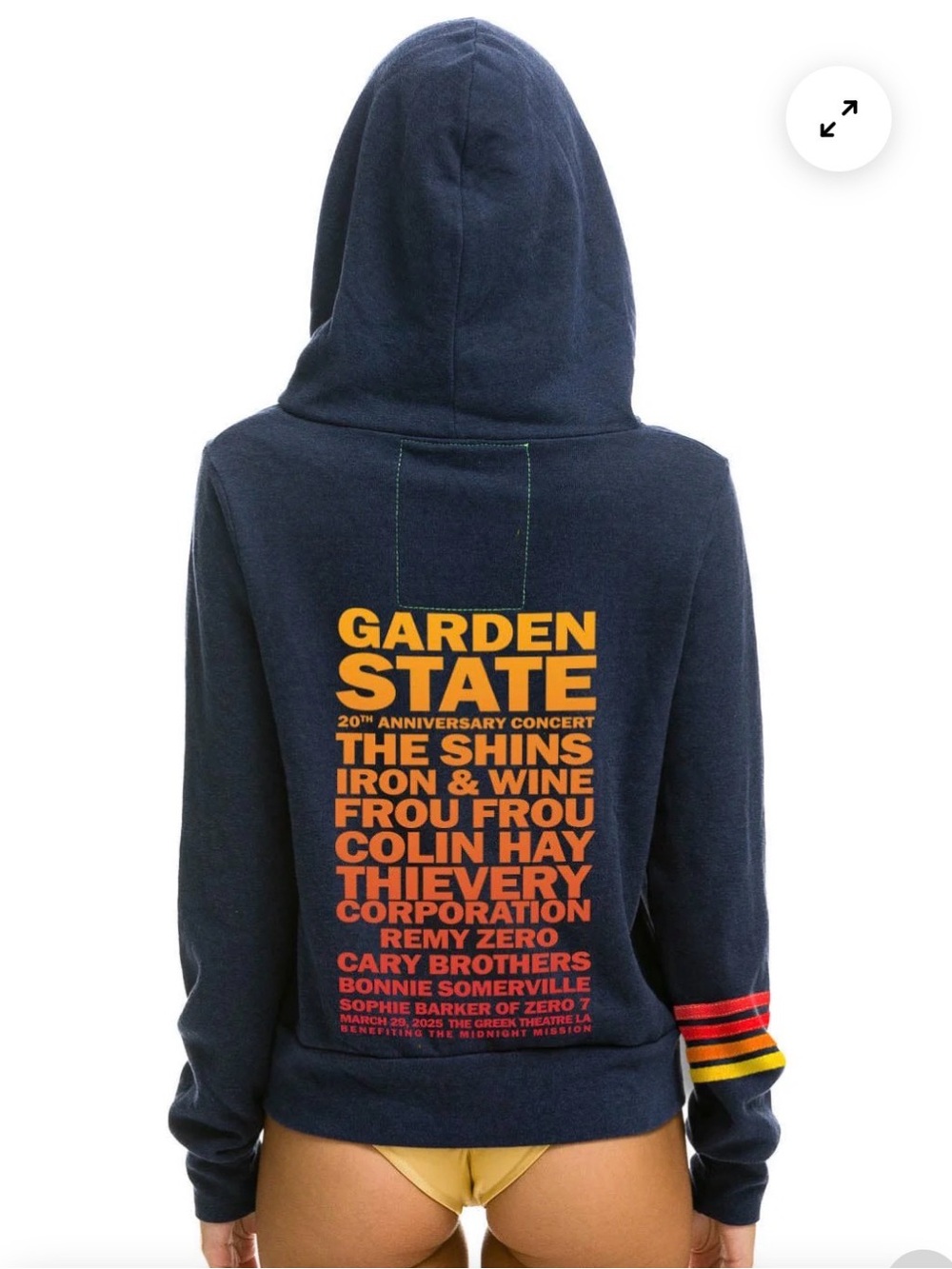 Aviator Nation Navy Blue Zip Hoodie with Red & Yellow Lightning Logo - Picture 3 of 4